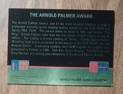 THE ARNOLD PALMER AWARD HOLOGRAM 1991 PROSET EXCELLENT NO CREASES - Picture 2 of 2