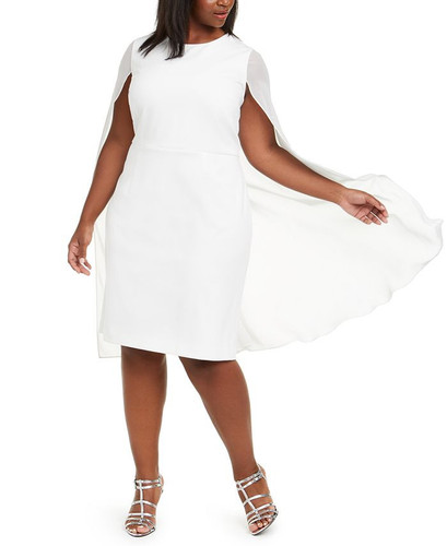 Calvin Klein Damen Cape Etuikleid, Creme, 2 - Bild 1 von 1