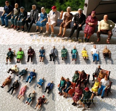 Figuren sitzende Reisende ideal für Personenwagen Spur 0 Set 10 Stück F38