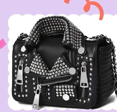 #ad #ad Studded Black *New* Motorcycle Crossbody Handbag