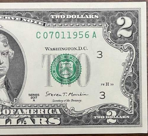 $2 FANCY SERIAL NUMBER BIRTHDAY NOTE FOR JULY 1, 1956  (07011956) - Picture 3 of 3
