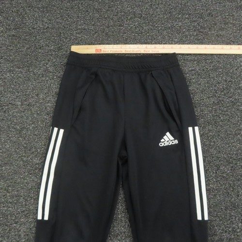 Adidas AEROREADY Track Pants Youth Large 13-14Y Black White Stripes Slim Fit - Picture 2 of 11