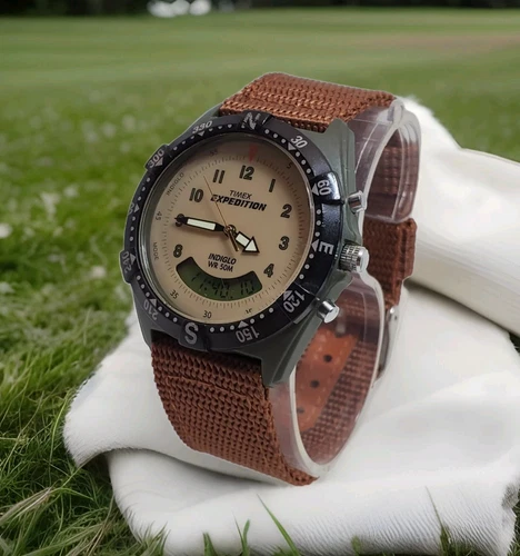 Timex Expedition Digi Analog Vintage Quartz 50 MTWR Indiglo Watch..NEW BATTERY