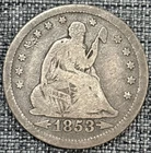 1853 seated liberty quarter arrows rays VG