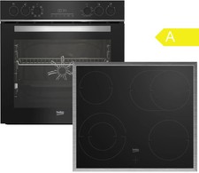 Beko Einbau Herdset Schwarz Glaskeramik Kochfeld 72L 4 Zonen A