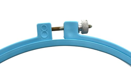 Vintage Embroidery Hoop 8" Blue Plastic with Screw Tension Cross Stitch Crafting - Picture 2 of 4