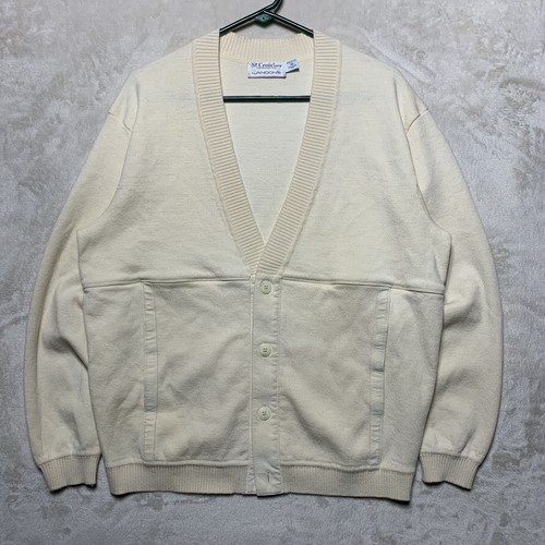 Vintage St. Croix Knits 100% Zephyr Wool Cardigan Men's XL Cream Made In USA - Picture 1 of 15