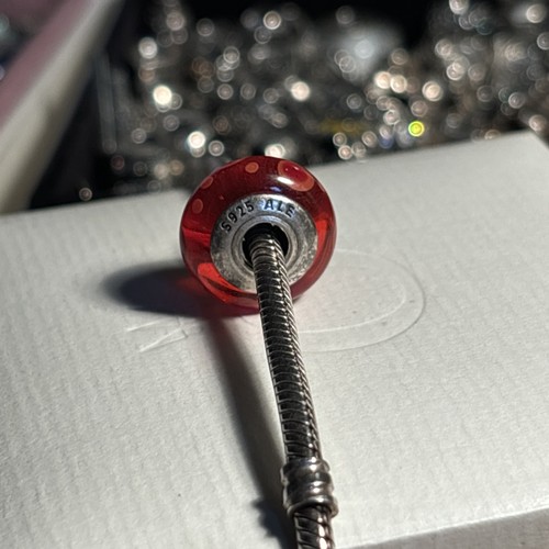 Genuine Pandora Sterling Silver Red Bubbles Murano Glass Charm 790690 - Picture 7 of 7