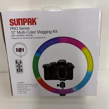 Sunpak 12" Rainbow Ring light Vlogging Kit w/ Microphone for Smartphone &Camera