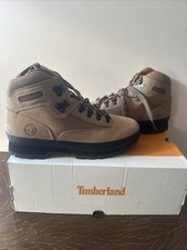 New In Box Men  s Timberland Euro Hiker Beige Nubuck Mid Lace Boot Size 8.5 M
