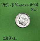 1951-D Roosevelt Dime 10c BU Uncirculated Mint State 90% Silver