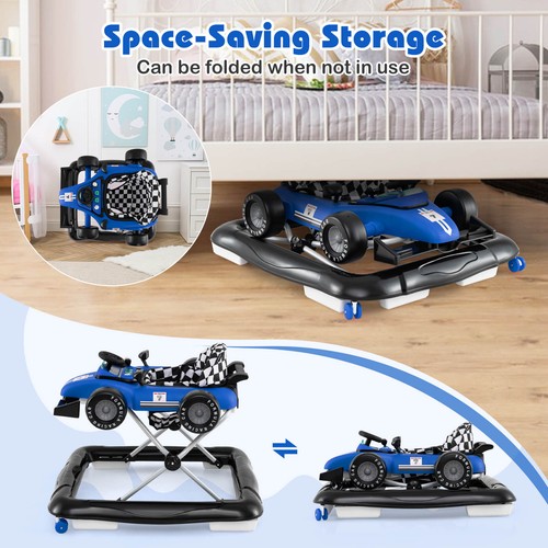 Andador de empuje para bebé 4 en 1 con volante de asiento acolchado de altura ajustable de 3 niveles - Imagen 9 de 10