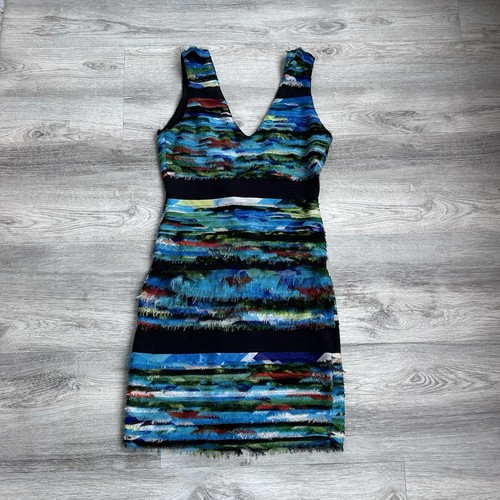 Rag & Bone Tiered Dress Watercolor Frayed Harley Women XS cocktail party wedding