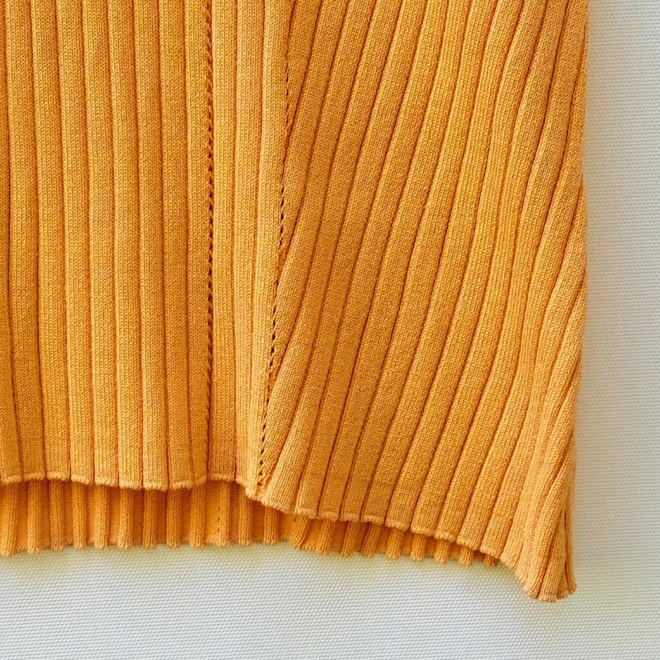 Austin Reed женщин XL мягкий оранжевый шелковая смесь ребристый вязаный топ V шеи короткий рукав - Изображение 3 из 4