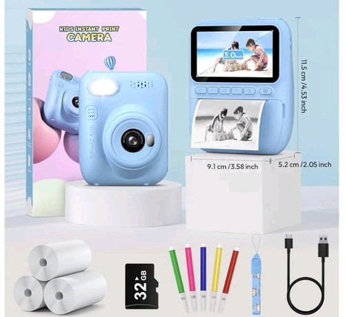 Kinderkamera Sofortbild 2,4'' Sofortbildkamera für Kinder 1080P Kids Blau - Bild 7 von 7