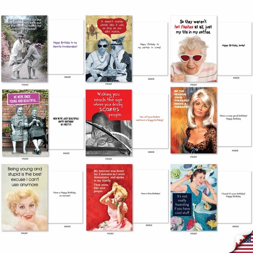 - 36 Assorted Funny Birthday Cards Bulk Box Set w/Envelopes, Vintage Adult Hu... - Picture 4 of 7