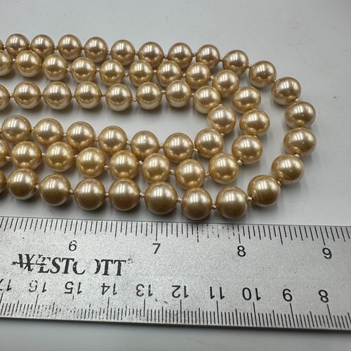 Collar de perlas de imitación champán tono dorado múltiples hilos en capas joyería con cuentas - Imagen 7 de 9