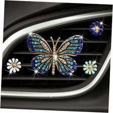Bling Butterfly Car Clip Decor Interior  Cute Car Vent Clips Dashboard Blue