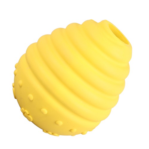 Yellow Rubber Treat Dispensing Ball for Pets - Relieves Anxiety & Boredom