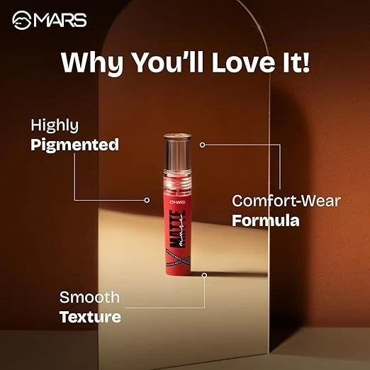 MARS Matte Muse Mousse Lipstick (3ml) (09-SUPER STAR) with Doe-Foot Applicator | - Image 3 of 4