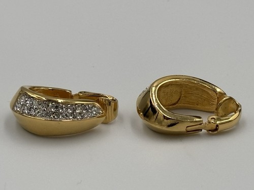 VTG 1978 Givenchy Gold Plated And Clear Crystal Clip On Earrings - Picture 5 of 9