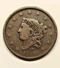 1834 Matron Head Large Cent Large 8 Small Stars