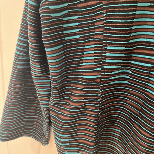 IC by CONNIE Striped JacketxTextured Women's XXL Vtg, Full Zipper, Collar, Teal - Picture 9 of 9