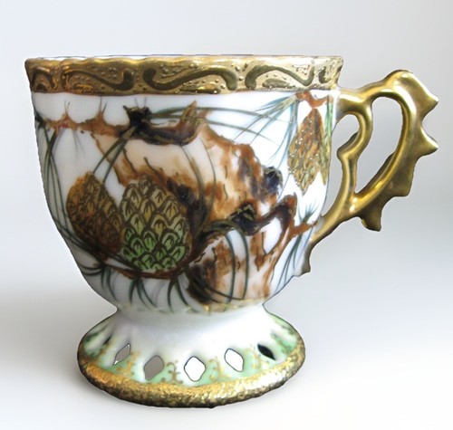 TAZA CHINA CHUBU tamaño Demitasse (sin platillo) borde dorado y mango ornamentado Japón - Imagen 1 de 11