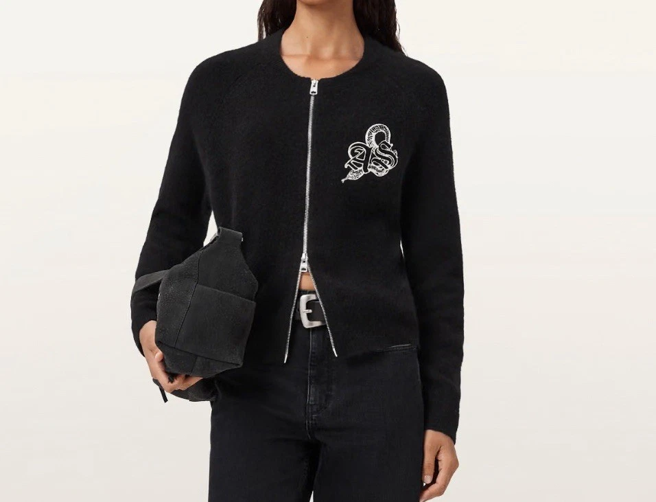 AllSaints Women’s Black Jaqueline Bomber Jacket - 100% Genuine - Small - Image 2 of 4