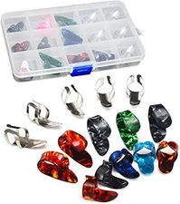 15-Piece Metal Finger Thumb Pick Set for Guitar Banjo with Storage Case