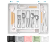 Extra Large Expandable Silverware Organizer, BPA-Free Food-Safe Cutlery Flatw...