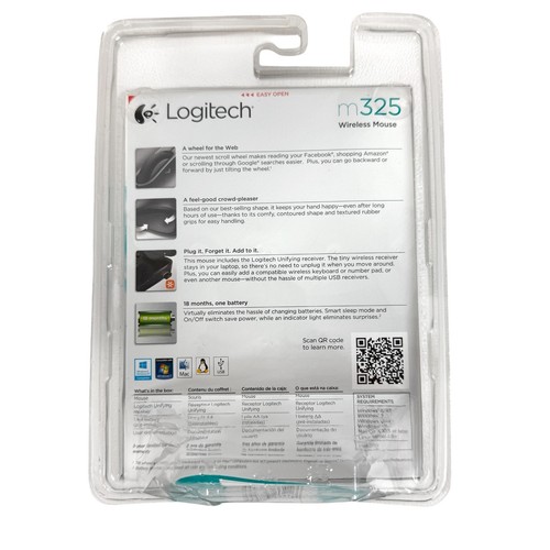 Mouse ottico wireless Logitech M325 rotella di scorrimento celebrazione bianco e nero NUOVO - Foto 2 di 3