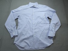 Canali Shirt Mens 16.5 42 Blue Dress Button Up Spread Italy Cotton