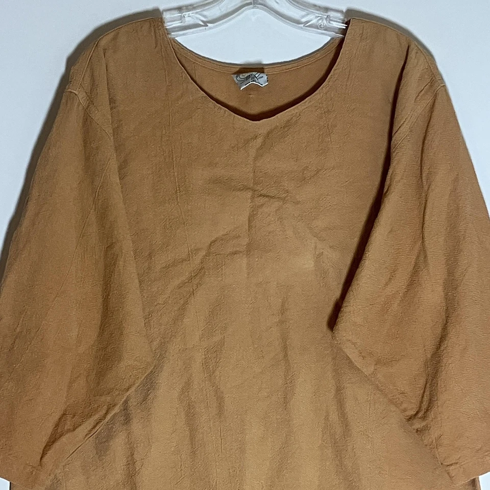 Camisa Color Me Algodón CMC Mujer Túnica Grande Tostada Manga 3/4 Cuello Redondo Hecha en EE. UU. Foto 2 de 4