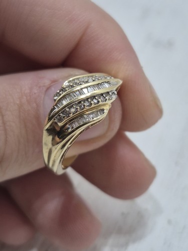 Vintage 10K Gelbgold Damen Ring Größe 10,5 Baguetteschliff Diamanten Stein - Bild 4 von 14