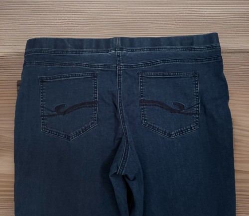 W Lane Blue Denim Wide Elastic Waistband Crop Pull On Jeans-Comfy-Casual-Size 20 - Picture 5 of 13