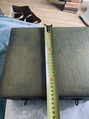 WW2 Vintage Green Leatherette Vanity Case With Mirror. 1940s Travel Box. Rustic - Picture 16 of 18