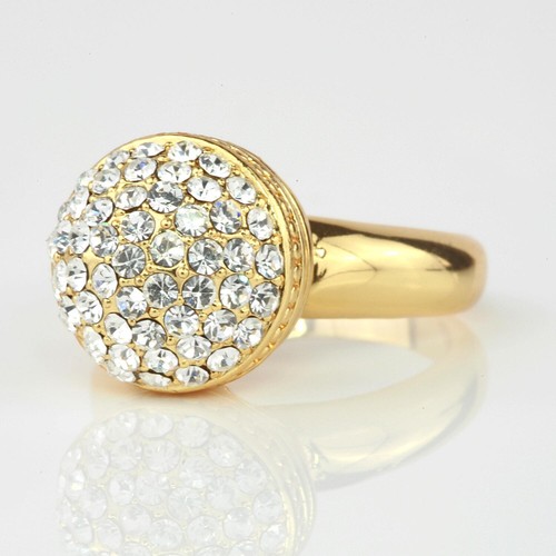 Damen Ring Zirkonia Echt 750 Gold 18K vergoldet Shamballa Wasserfest R1168L - Picture 2 of 4