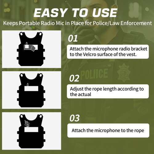 Microphone Radio Holder, Mic Clip for Police, Super Strong Stitches No Breaki... - Bild 3 von 6