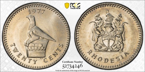 Rhodesia 1977 20 centavos graduación profesional MS65 GEMA BU KM# 15 - Imagen 5 de 5
