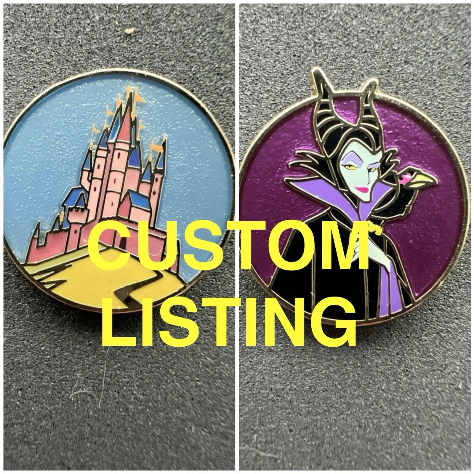 CUSTOM LISTING - Disney Pins - PALM Sleeping Beauty Castle & Maleficent Minis