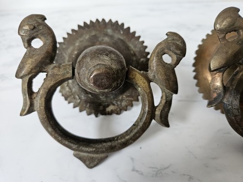 2 tiradores de cajón de latón para gabinete herrajes anillo tiradores de puerta estilo vintage #85K - Imagen 2 de 10