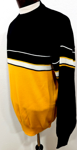 Suéter de esquí de colección MEISTER tejido para hombre XL 100 % lana negro amarillo HONG KONG ~ ¡USADO EN EXCELENTE ESTADO! * - Imagen 2 de 6