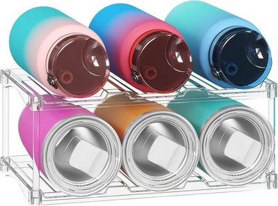 Stackable Bottle Storage Organizer, Clear Freestanding Wine Holder for Cabinet,