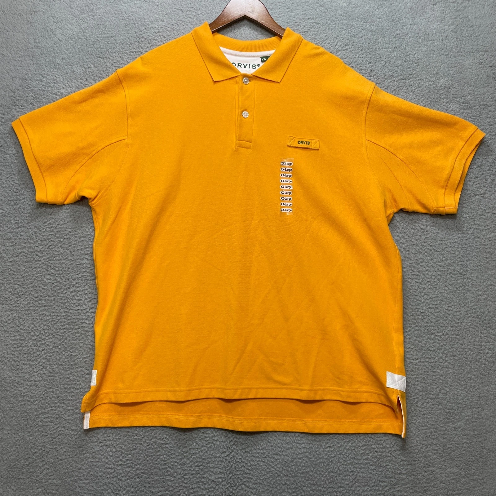 ORVIS Mens XXL Short Sleeve Polo Shirt Gold Cotton Classic Fit Pique Golf NEW