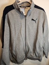 PUMA Track Men's Jacket Gray Black Shoulder Stripe Zip Up Size Large 850681