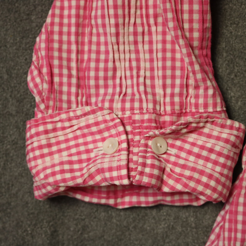 Coldwater Creek Gingham Plaid Micro-Pleat Button Shirt 3/4 Sleeve Pink White 1X - Picture 4 of 24