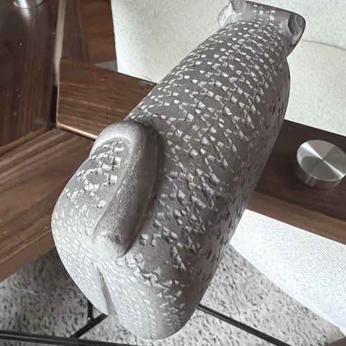Korean Gray Clay Bull Sculpture Unglazed Brutalist Figure William Byl Style - Picture 7 of 16