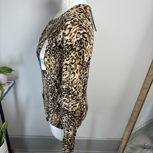 Neu mit Etikett Merona Damen Large ~ Leopardenmuster Tiermotiv Knopf Langarm Cardigan NEU - Bild 8 von 15