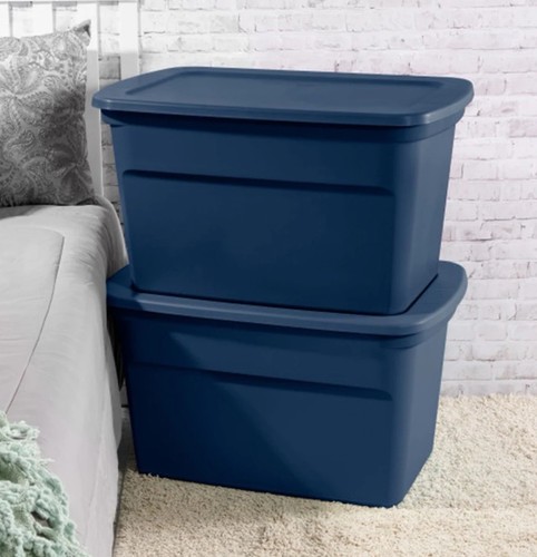 Sterilite Classic Lidded Stackable 30 Gallon Storage Tote Blue 6-Pack - Picture 5 of 6